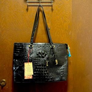 Lvios black croco bag two inner pockets